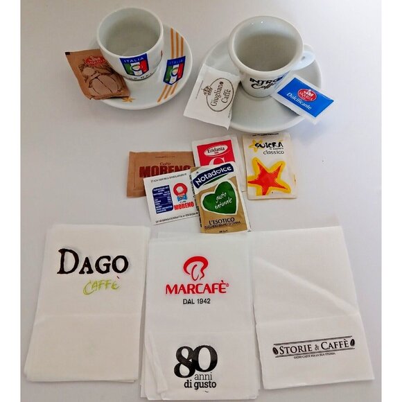 Italy Campione Del Mondo & Nitro Caffe Espresso Coffee Cups & Saucers Lot - Picture 2 of 16